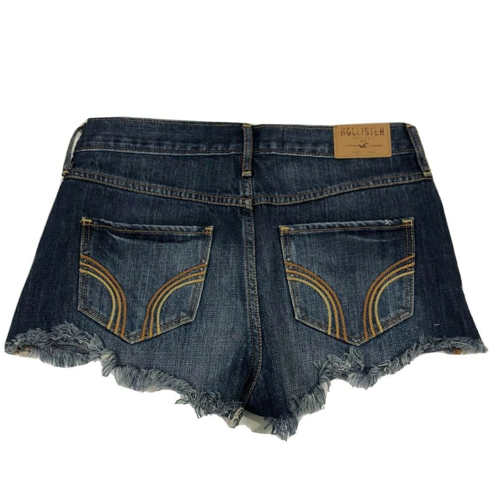 Hollister Rhinestone Raw Hem Denim Jean Shorts - Picture 2 of 8